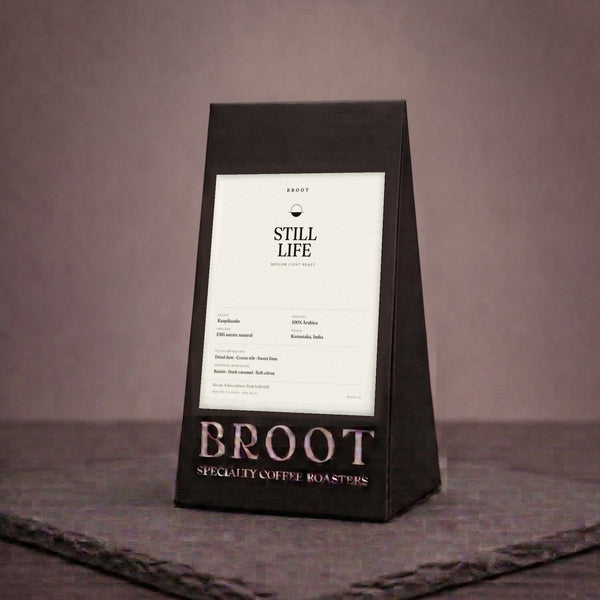 STILL LIFE coffee bag from BROOT Coffee Roasters, New Delhi, an EM5 anoxic natural Arabica