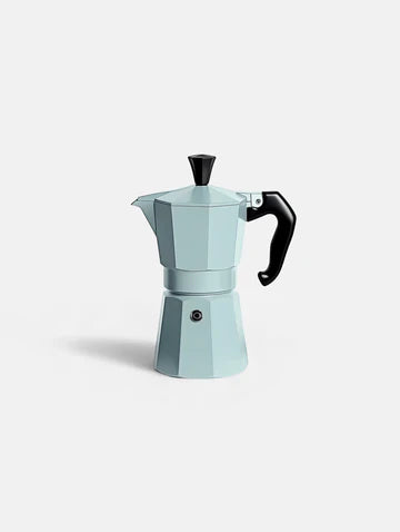 Classic Moka Pot handle and spout detail, BROOT stovetop espresso brewing equipment