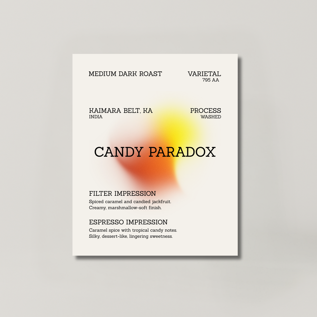 CANDY PARADOX coffee bag from BROOT, a fully washed SLN 795 AA from the Kaimara Belt