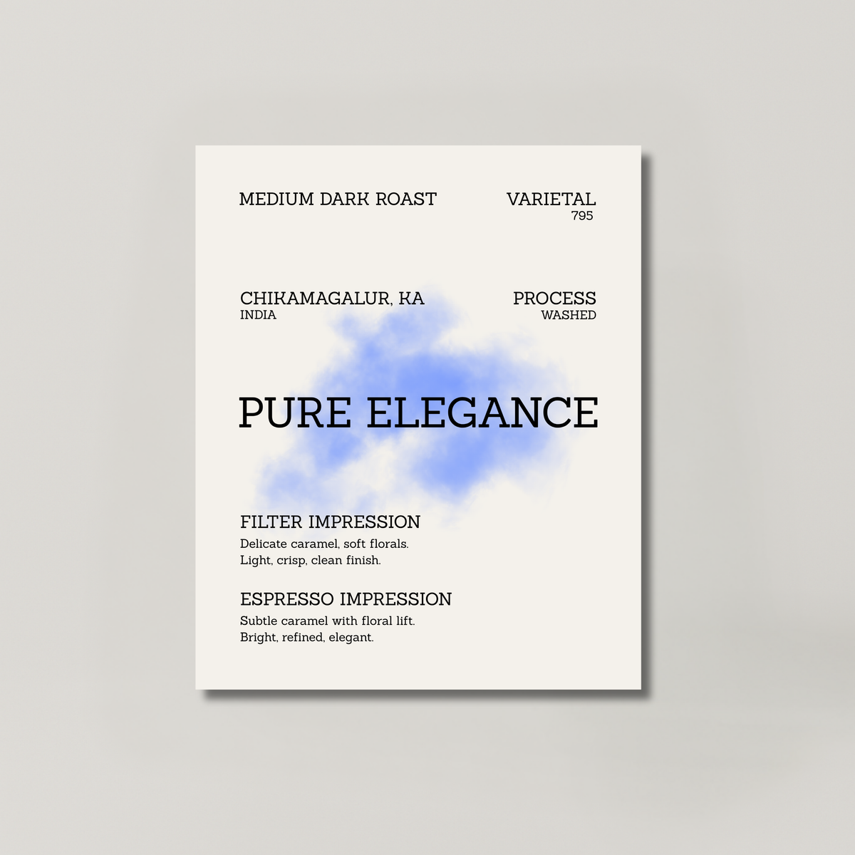 PURE ELEGANCE coffee bag from BROOT, a light clean blend roasted for home brewers