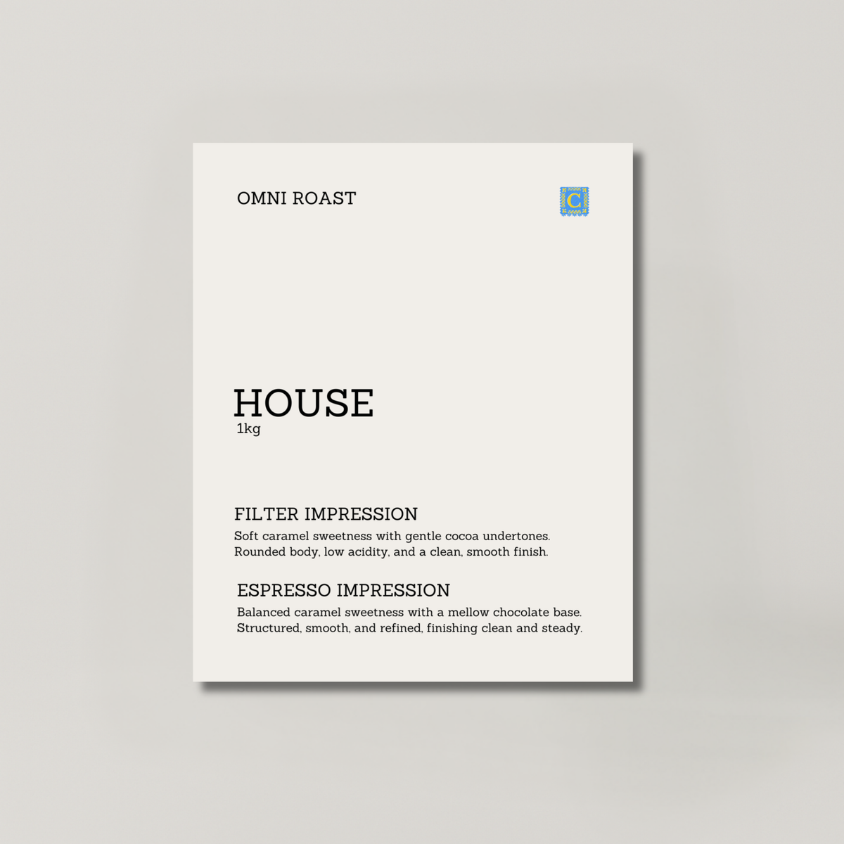 STANDARD HOUSE 1kg cafe espresso bag from BROOT, a balanced house coffee for service
