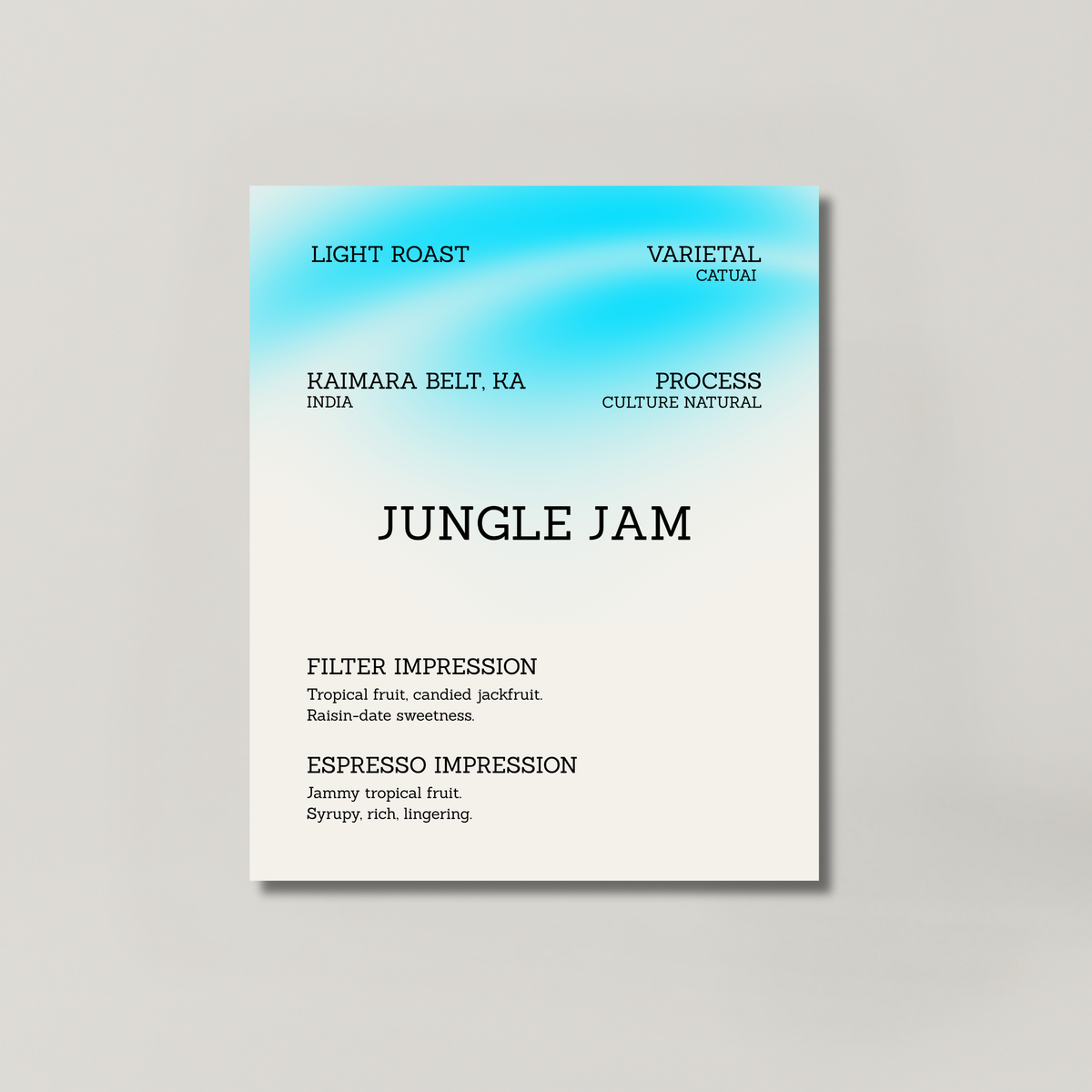 JUNGLE JAM coffee bag from BROOT, a natural SLN 795 from the Kaimara Belt, Chikmagalur