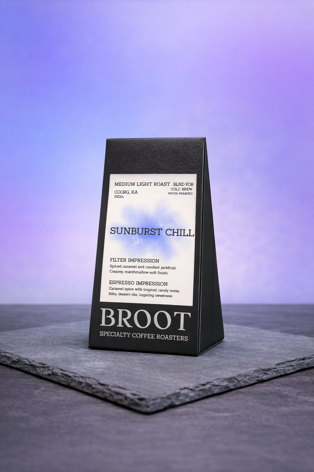 SUNBURST CHILL served over ice, bright blood orange and jasmine tea cold brew blend