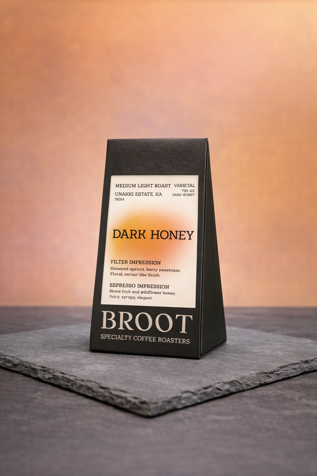 DARK HONEY beans, medium roast Chikmagalur Arabica with honeyed apricot and dried fig notes