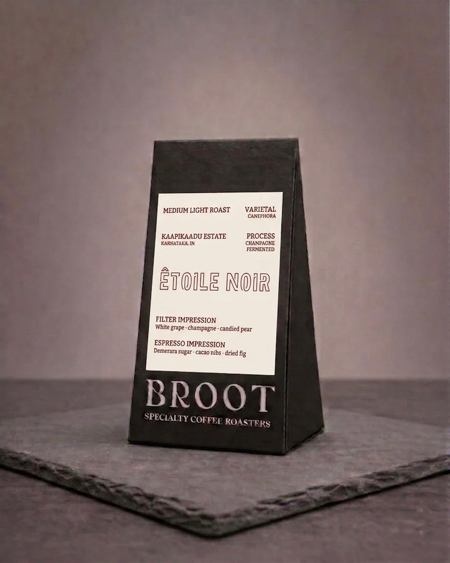 ETOILE NOIR beans, medium-light Karnataka fine robusta with white grape and candied pear