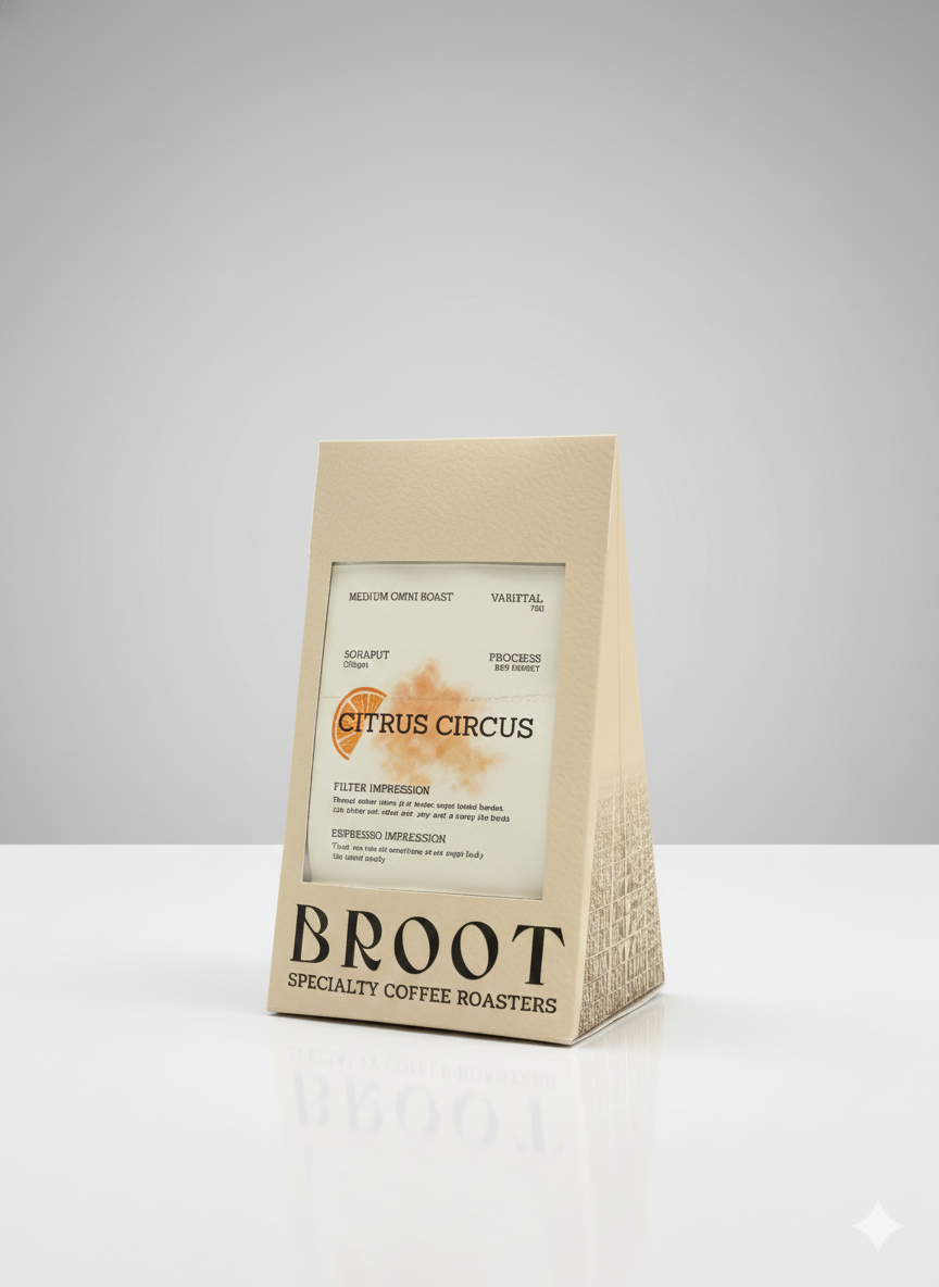 CITRUS CIRCUS beans, medium omni roast from Odisha with orange candy and raisin jam