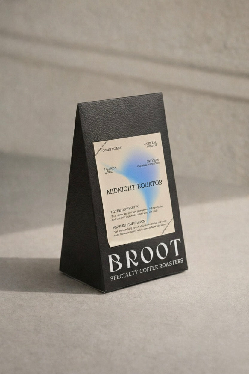 MIDNIGHT EQUATOR beans, Ugandan carbonic maceration omni roast with black cherry and cocoa