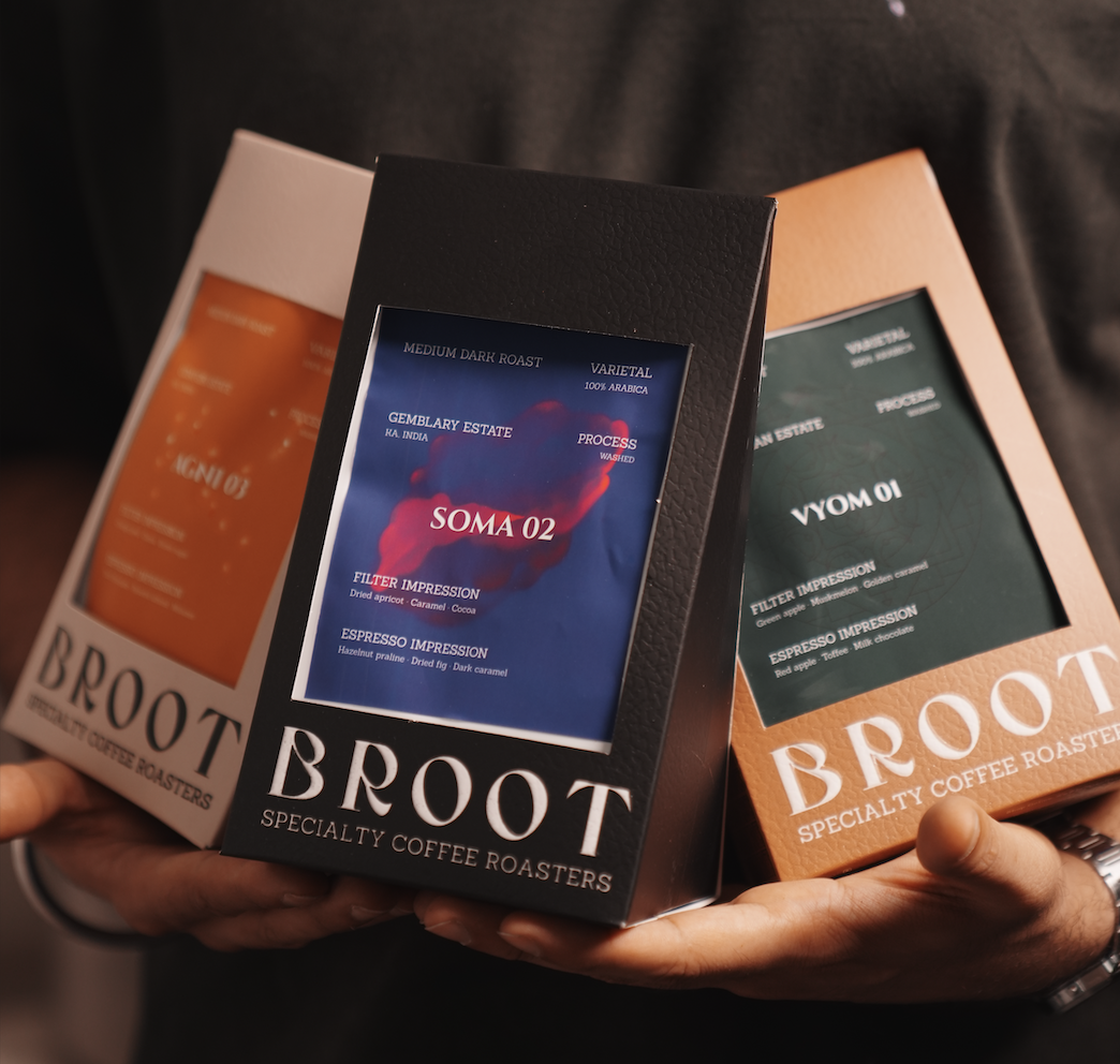 THE WASHED TRILOGY from BROOT, three washed Indian estate Arabicas packed together