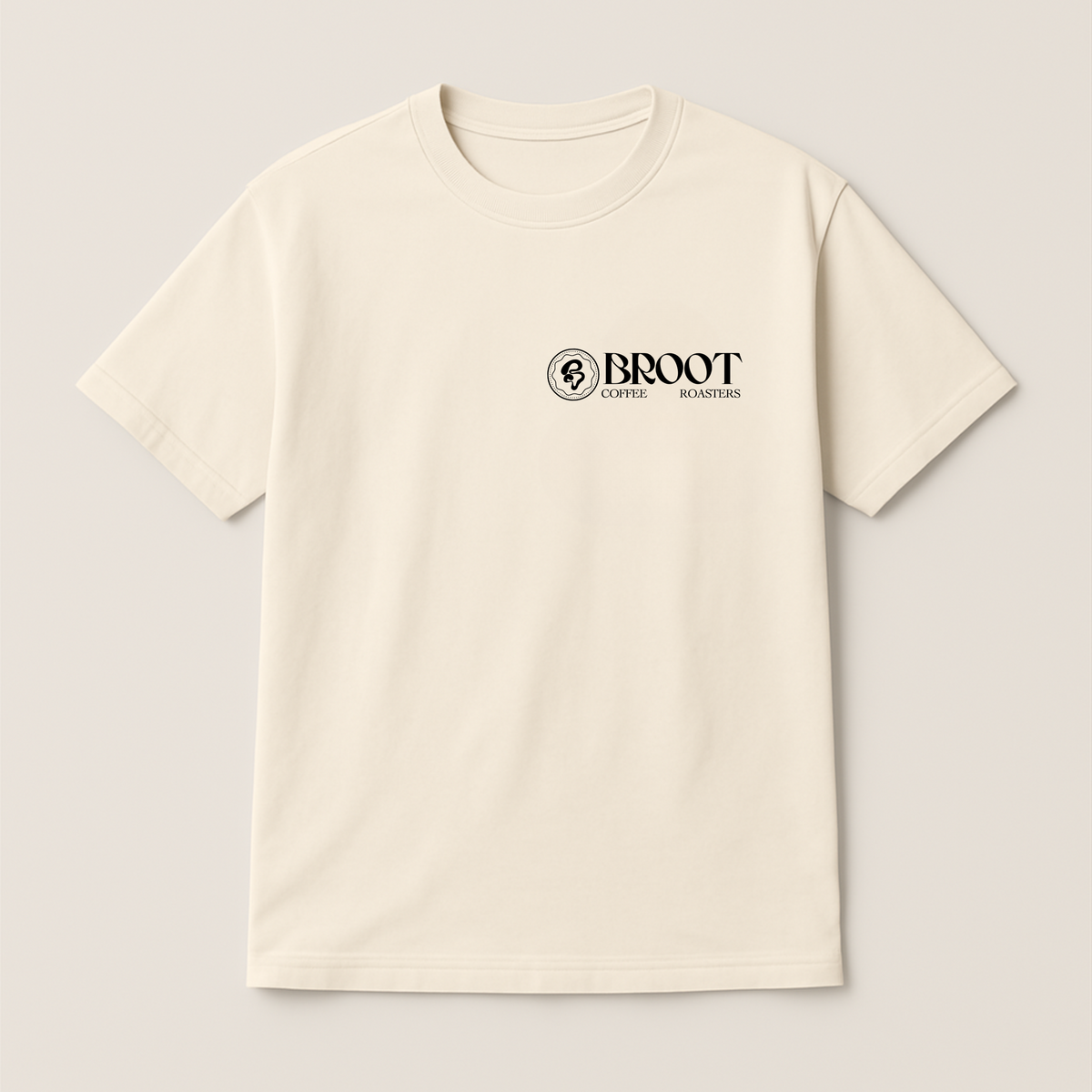BROOT short sleeve T-shirt in earthy tones, front view of the roastery merchandise