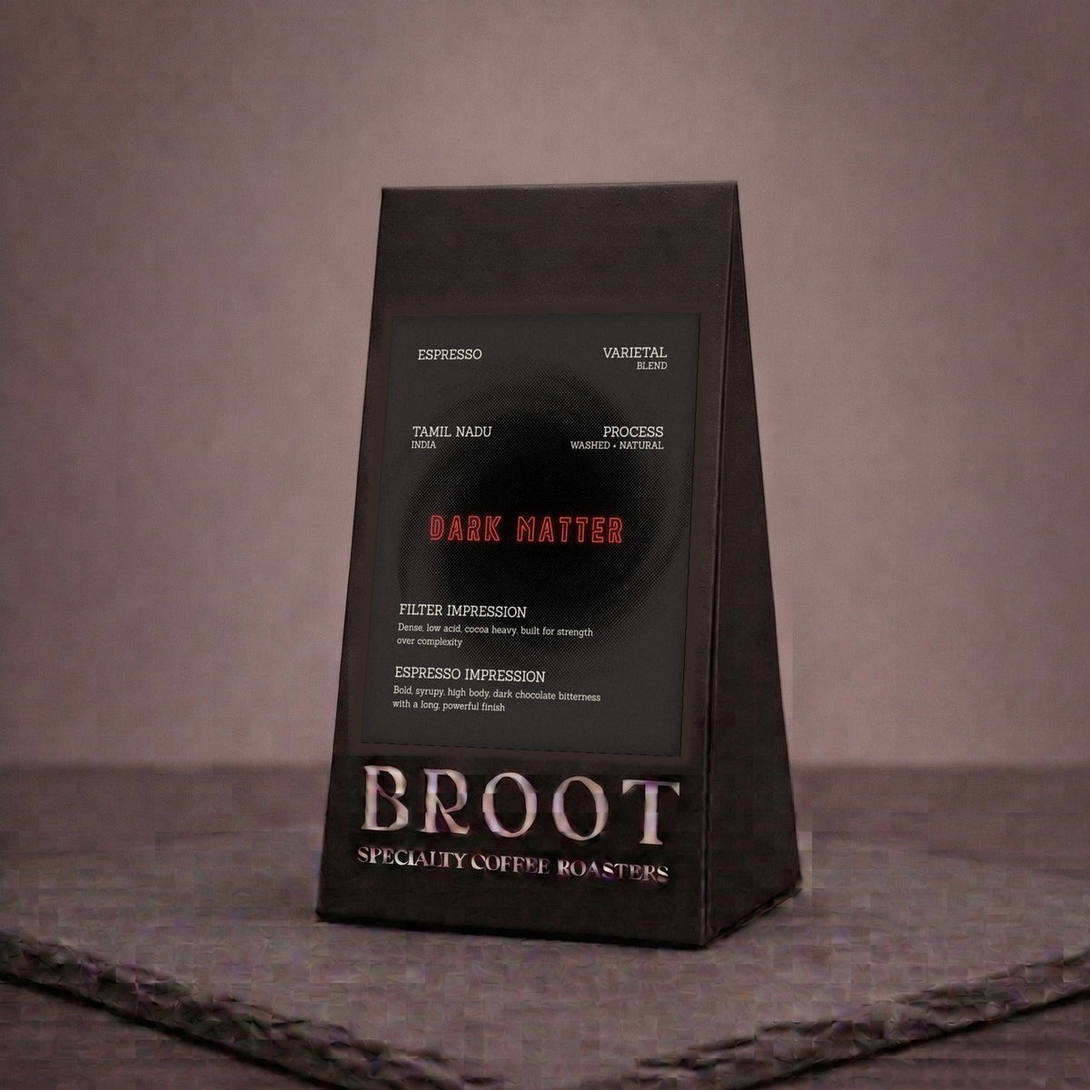 DARK MATTER coffee bag, BROOT Coffee Roasters, New Delhi