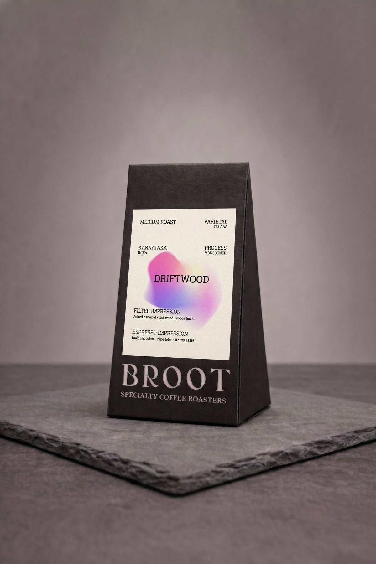 DRIFTWOOD monsooned beans, swollen by India's monsoon winds, with cocoa nib and cedar notes