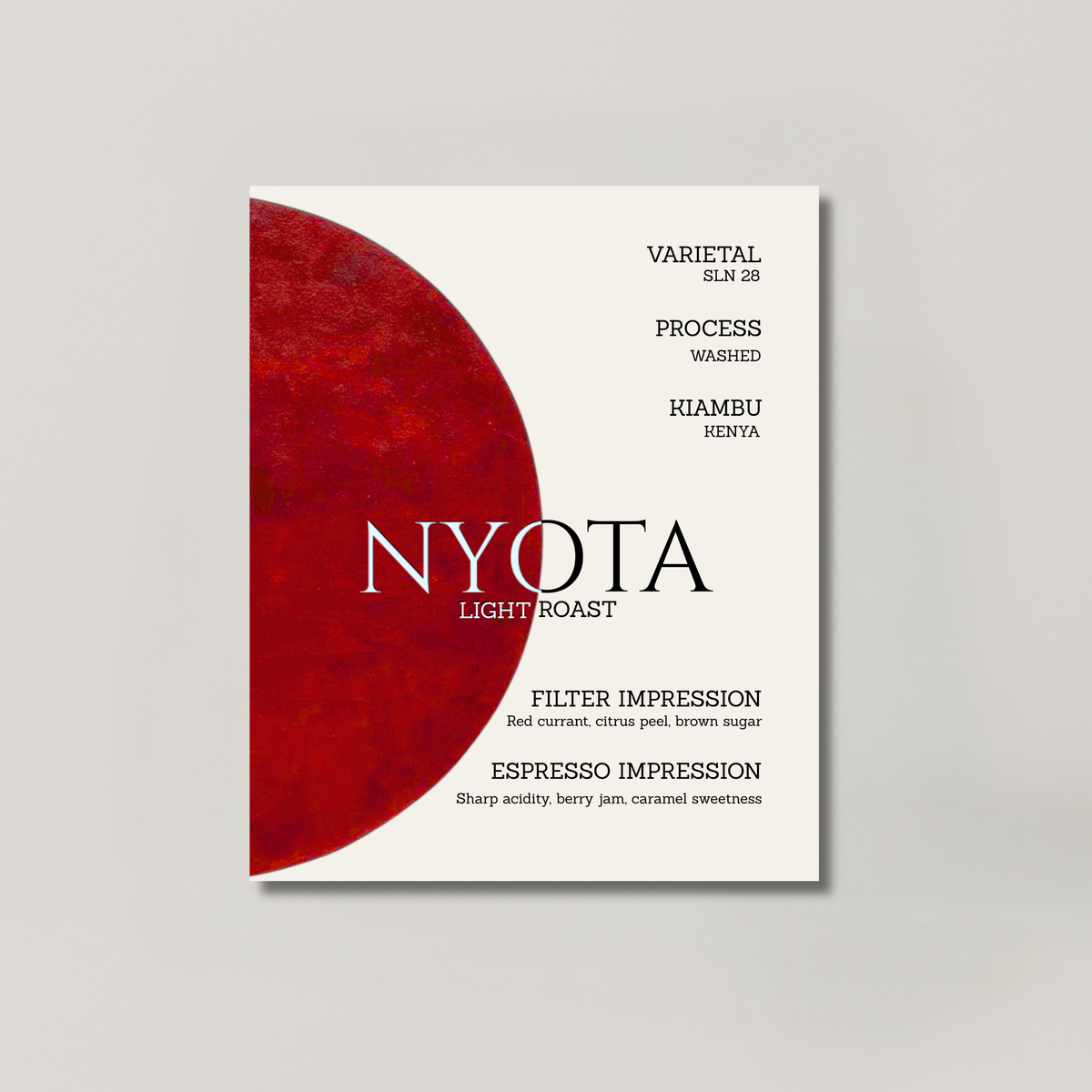 NYOTA coffee bag from BROOT, a washed Kenyan lot from the Kiambu highlands