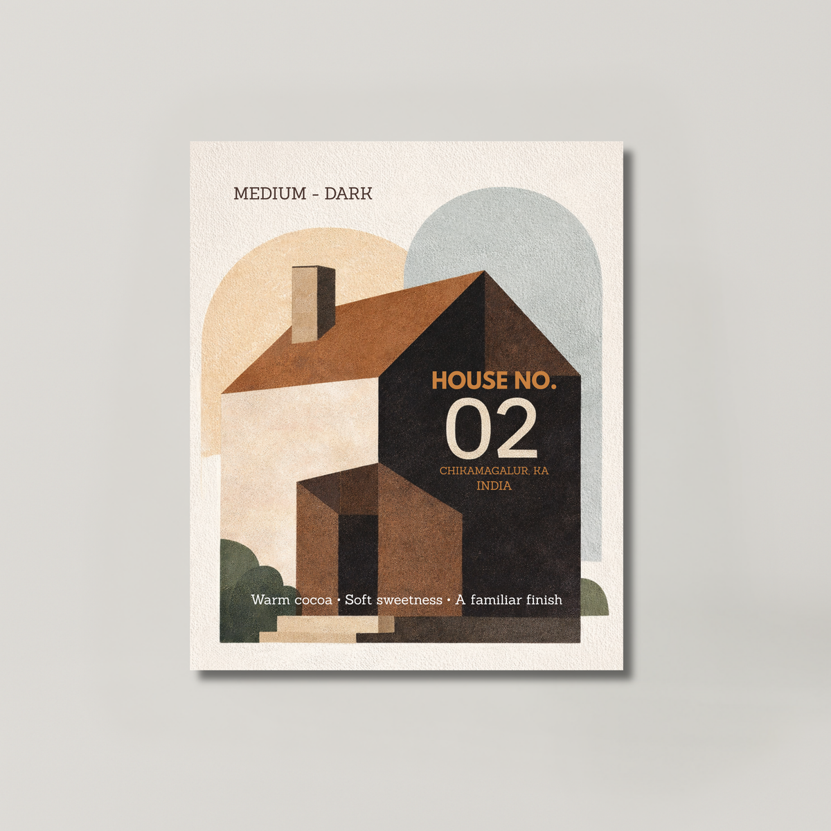 HOUSE NO. 02 coffee bag from BROOT, an everyday espresso blend built on washed Chikmagalur