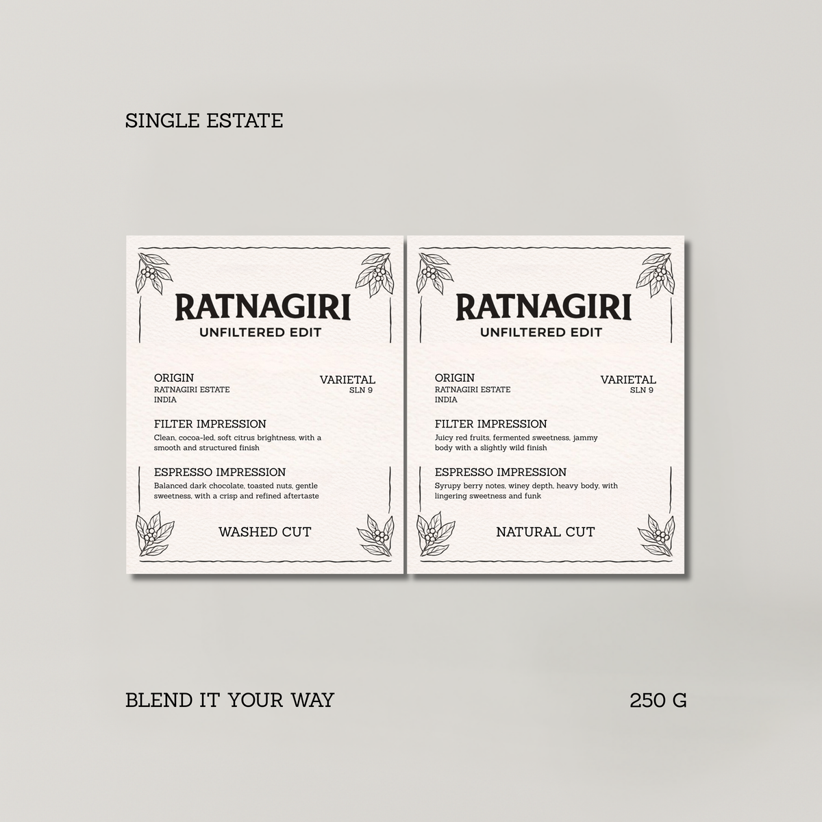 RATNAGIRI DUO Drop 03 from BROOT, two 250g bags of washed and natural Ratnagiri