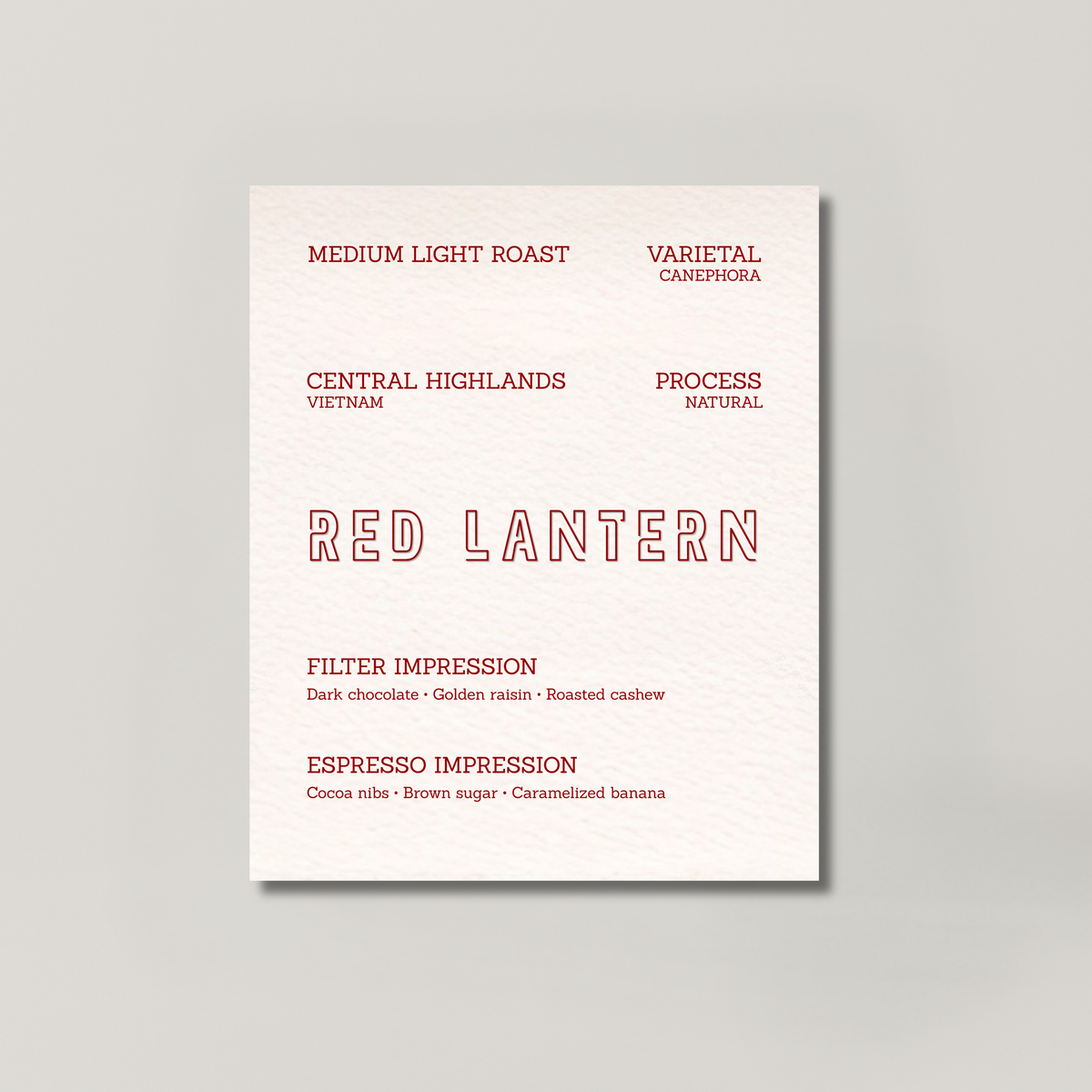RED LANTERN coffee bag from BROOT, a natural Canephora from Vietnam's Central Highlands