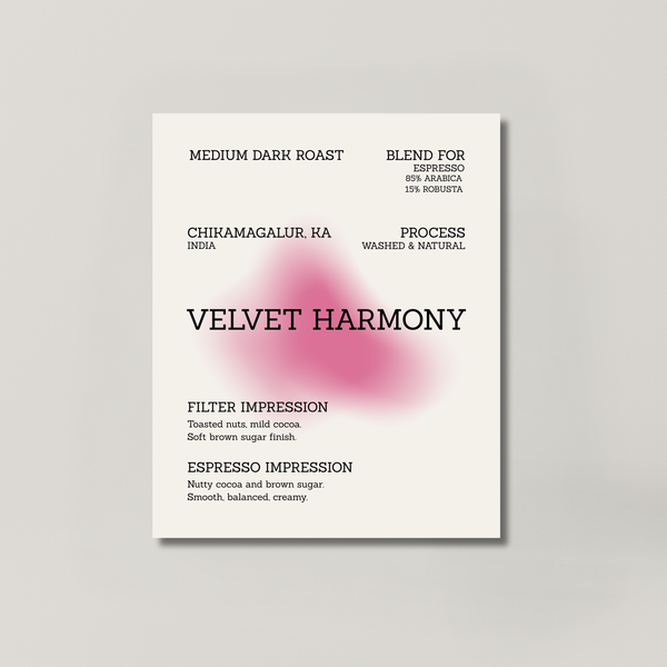 VELVET HARMONY coffee bag from BROOT, a smooth everyday blend roasted in New Delhi