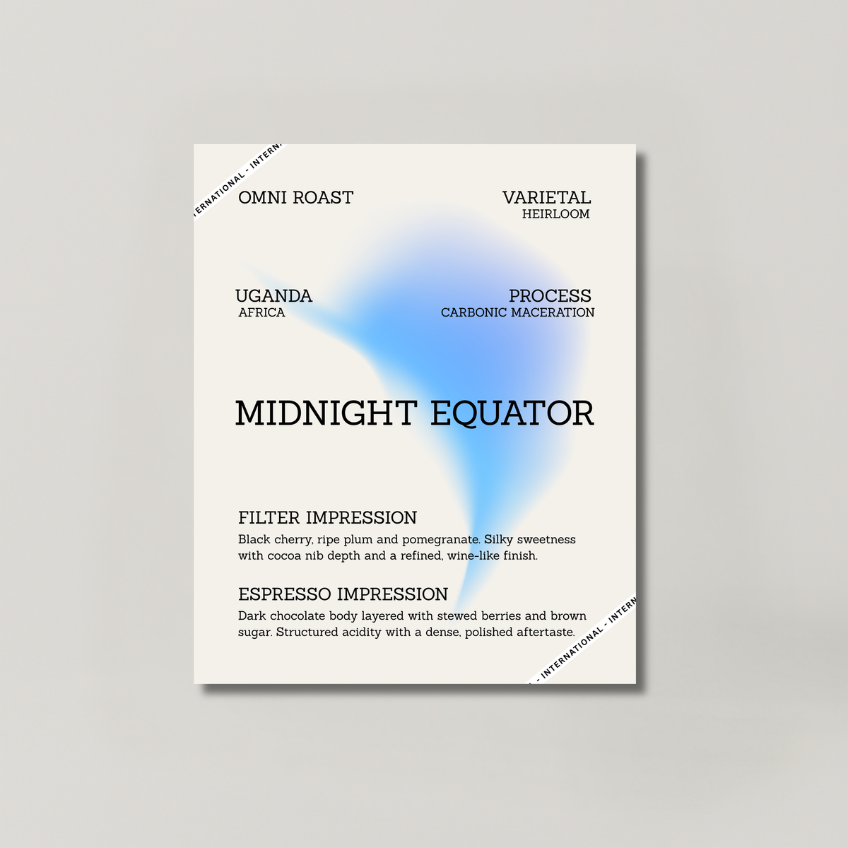MIDNIGHT EQUATOR coffee bag from BROOT, a carbonic maceration natural from Uganda