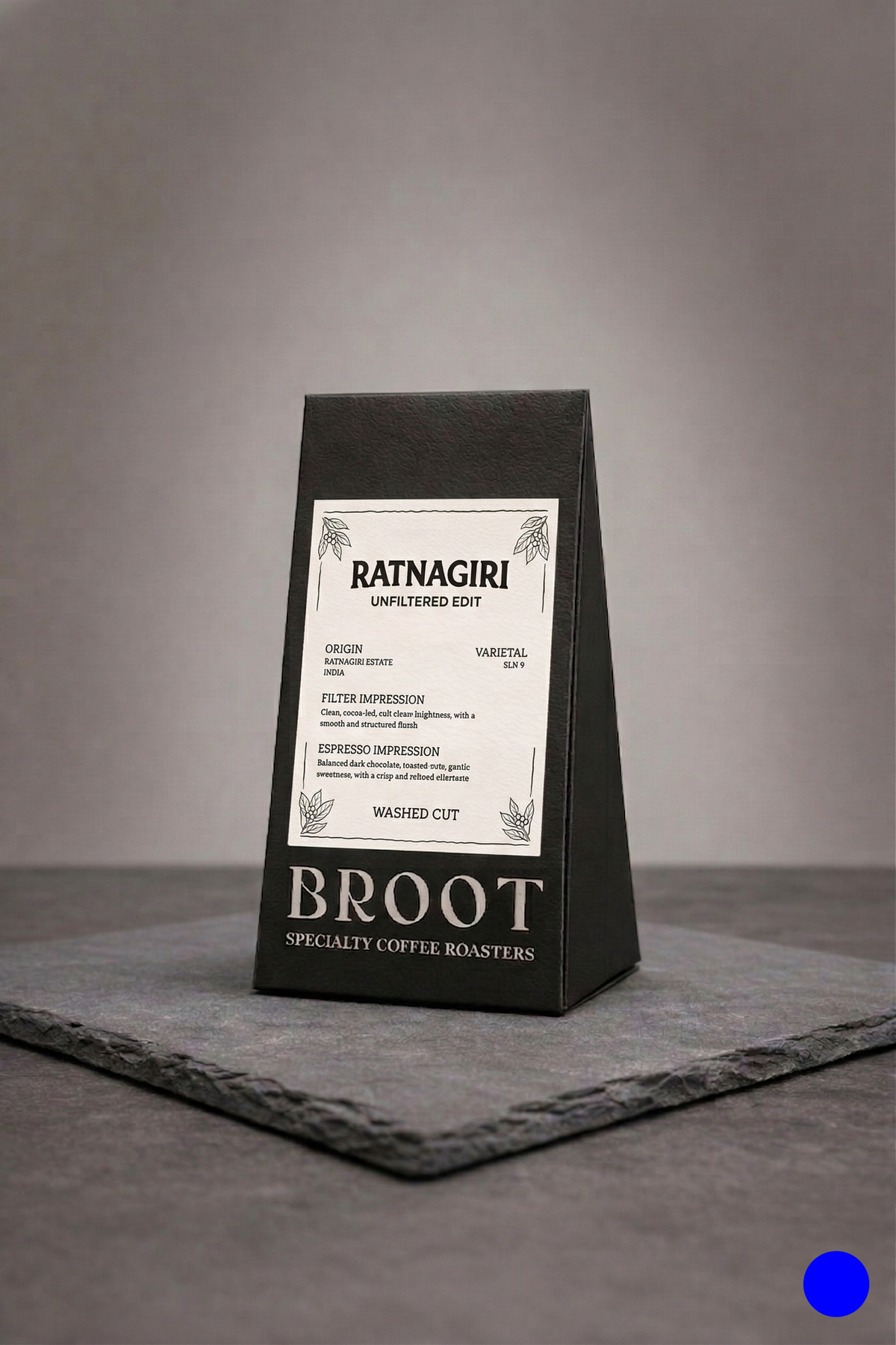 RATNAGIRI WASHED CUT beans, medium roast Indian washed lot with clean cocoa-forward sweetness